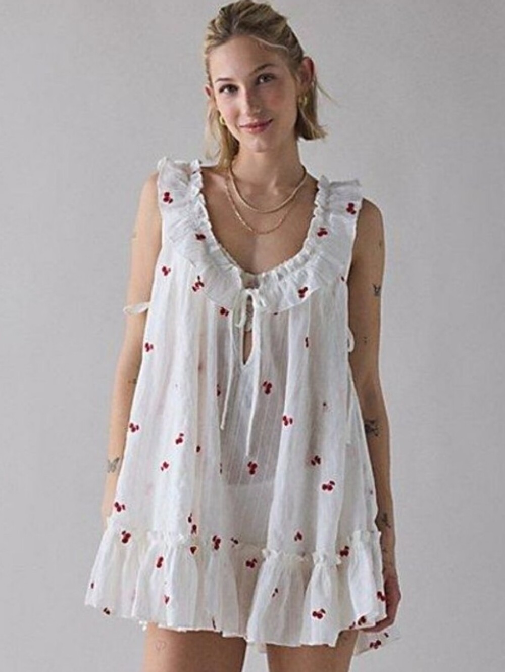 NWT UO Out From Under Lover Letters Ruffle Trim Babydoll Sleep Dress Red  XL
